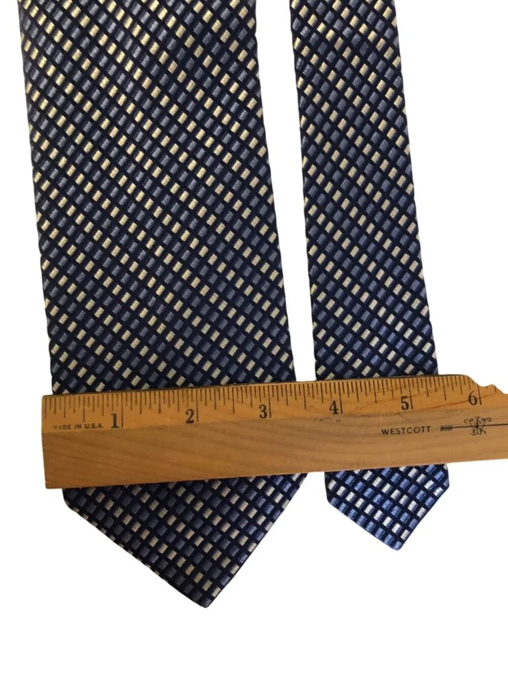 Faconnable Blue White Silk Tie Italy Geometric Mens Necktie Office Formal Gift